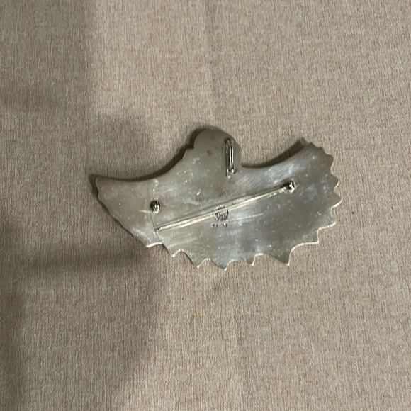 Vintage Large Mexican Sterling  Silver &  Black Onyx Stone Fan Design Brooch. - Picture 6 of 6